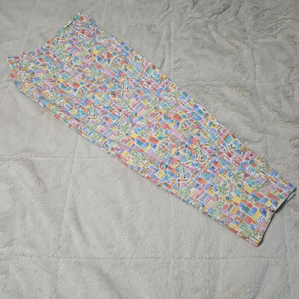 Talbots Italian Coastal Beach Print Crop Ankle Pants Stretch Colorful 10 P - Picture 14 of 16